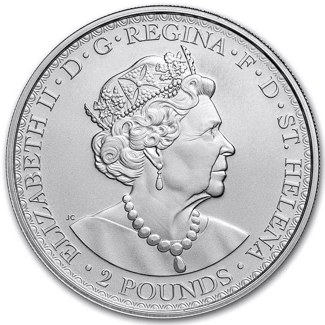 Серебряная монета 2oz Уна и Лев 2 фунта стерлингов 2022 Остров Святой Елены (9546261) 0