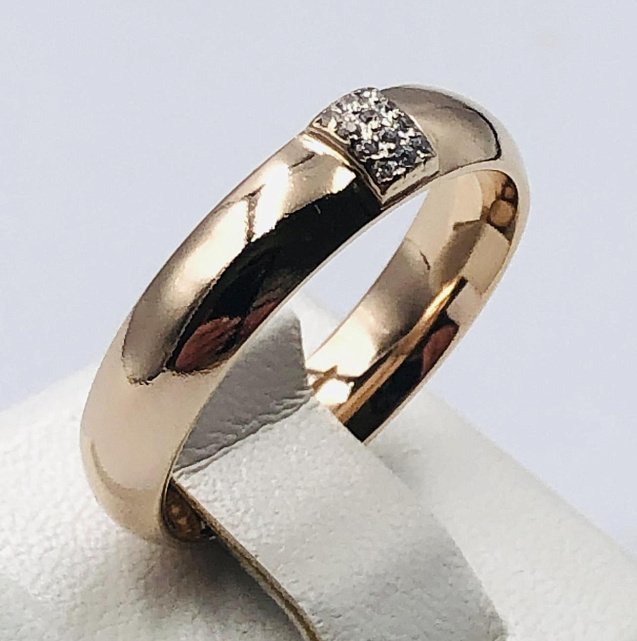 Обручальное кольцо из красного золота с цирконием (33615707) 0
