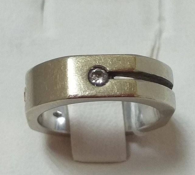 Кольцо из желтого и белого золота с бриллиантом (-ми) (33697777) 0