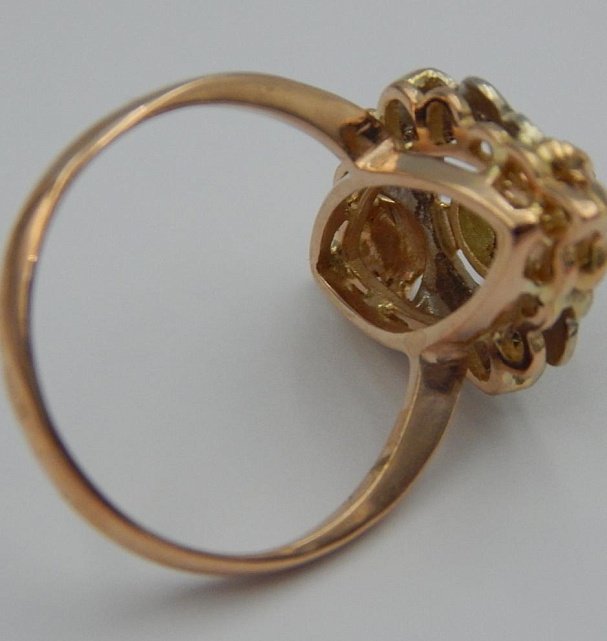 Кольцо из красного и белого золота с цирконием и бриллиантом (-ми) (28660026) 6