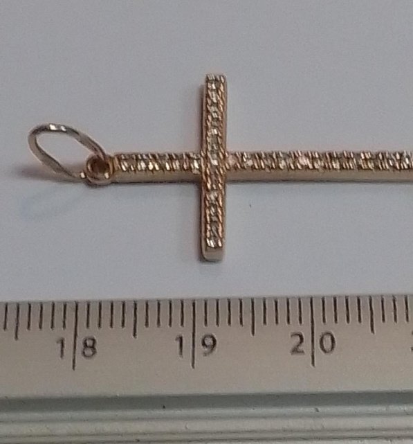 Підвіс-хрест з червоного золота з цирконієм (32171589) 1