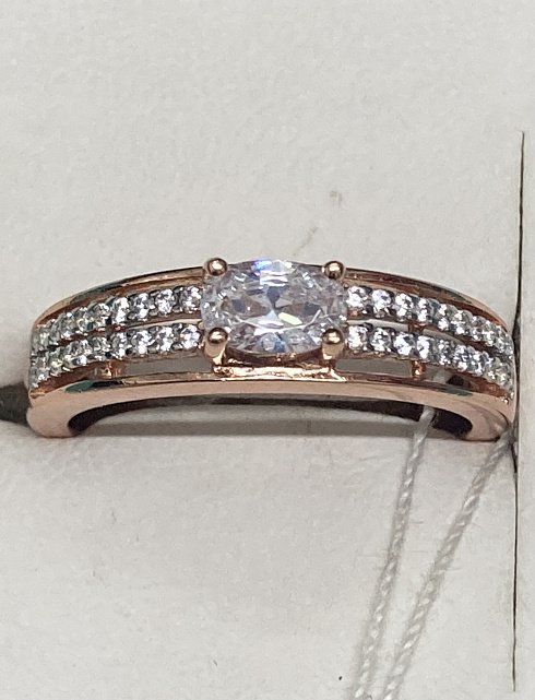 Серебряное кольцо с позолотой и цирконием (30761390) 1
