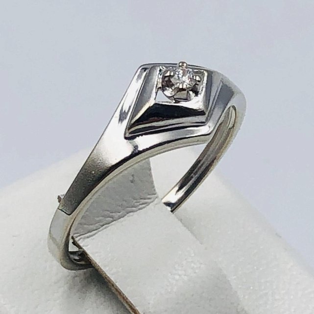 Кольцо из белого золота с бриллиантом (-ми) (33615602) 0