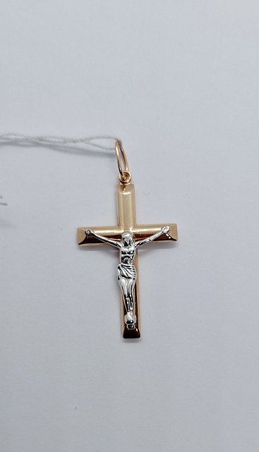 Підвіс-хрест з червоного та білого золота (33941649) 2