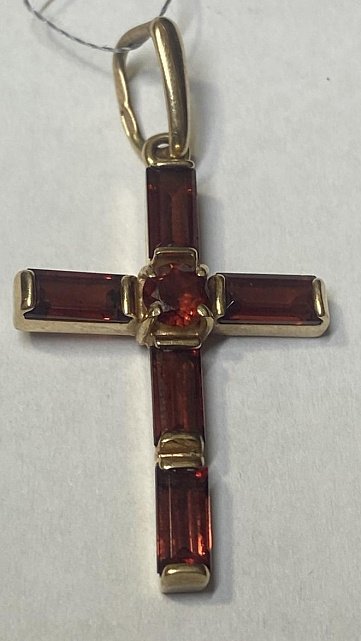 Подвес-крест из красного золота с цирконием (32600835) 1