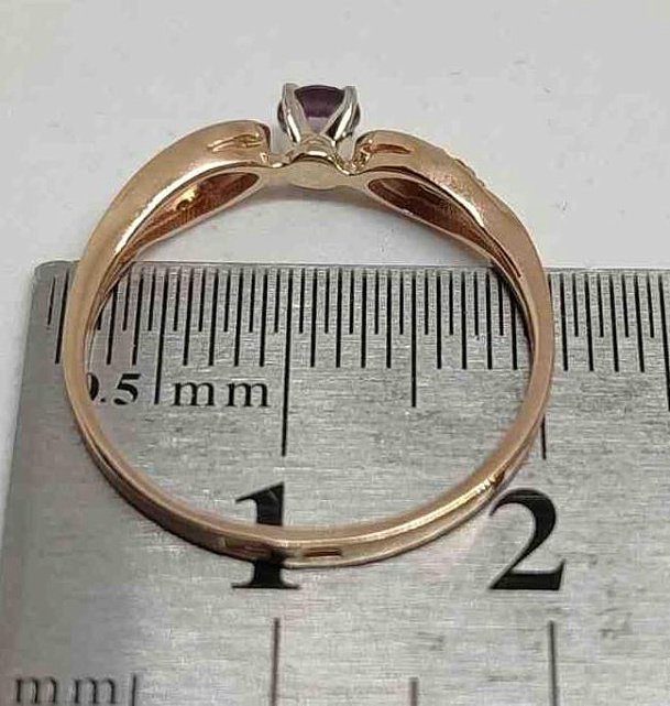 Кольцо из красного золота с цирконием и бриллиантом (-ми) (29810711) 3