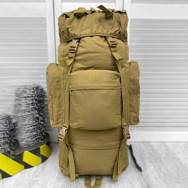 Модульный рюкзак 100л CORDURA 1000D с системой MOLLE / Водонепроницаемый вместительный ранец койот 0