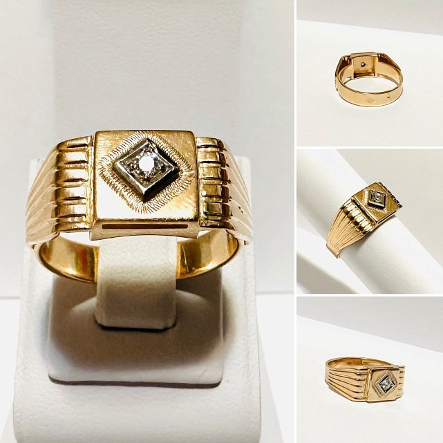 Перстень из красного и белого золота с цирконием (33197168) 1