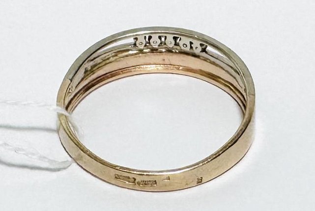 Кольцо из красного и белого золота с цирконием (33210304) 5