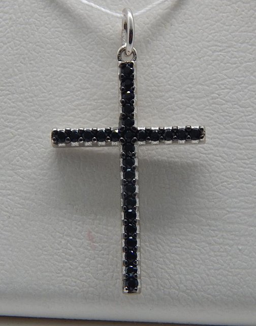 Срібний підвіс-хрест із цирконієм (31497062) 0