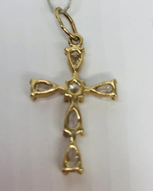 Подвес-крест из красного золота с цирконием (29289976) 1