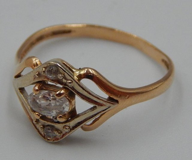 Кольцо из красного и белого золота с цирконием (30812903) 3