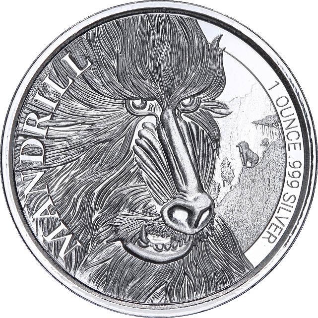 Серебряная монета 1oz Мандрил 500 франков КФА 2020 Камерун (29128133) 0