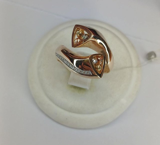 Кольцо из красного и белого золота с цирконием (32087989) 0