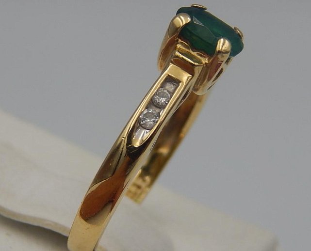 Кольцо из желтого золота с изумрудом и бриллиантом (-ми) (31163089) 3