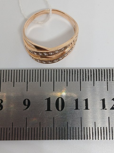 Кольцо из красного золота с цирконием (32832897) 6