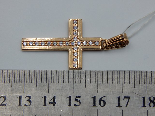 Подвес-крест из красного золота с цирконием (32308265)  2