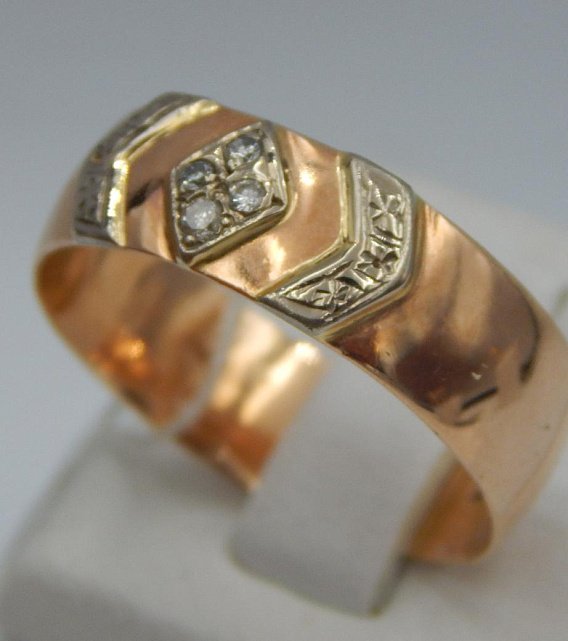 Кольцо из красного и белого золота с бриллиантом (-ми) (30964875) 1