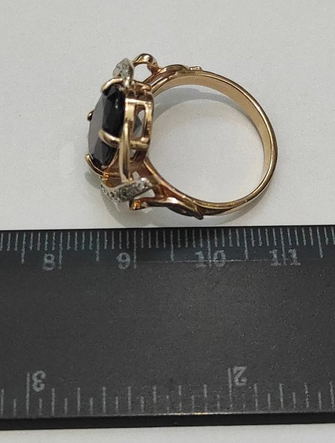 Кольцо из красного и белого золота с гранатом и цирконием (31987565) 2