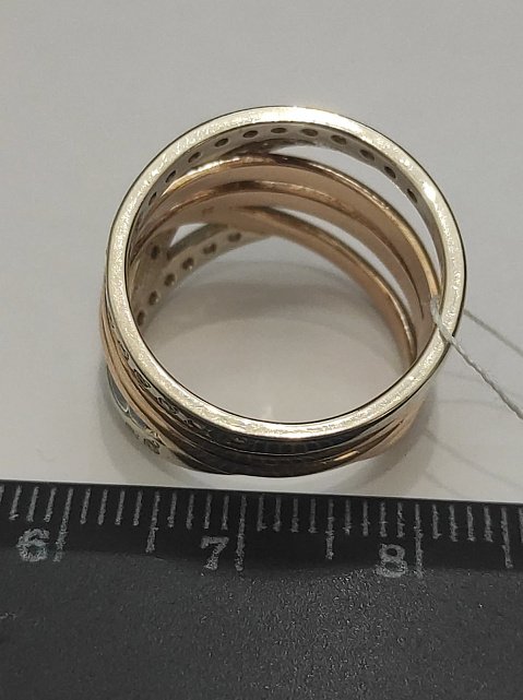 Кольцо из красного и белого золота с цирконием (31645443) 4