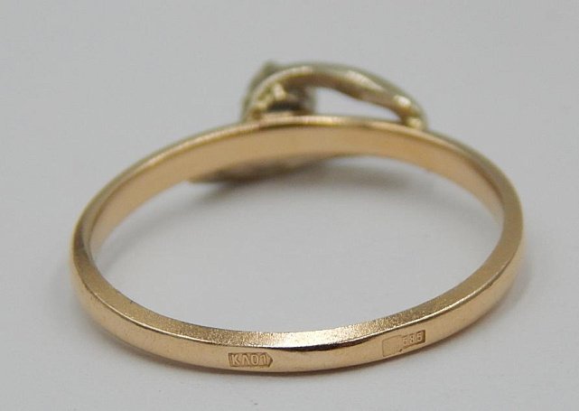 Кольцо из красного и белого золота с цирконием (32900420) 5