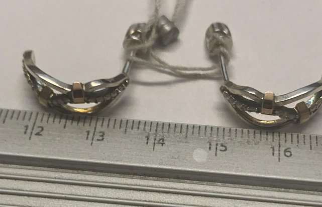 Серебряные серьги с позолотой и цирконием (30509367) 2