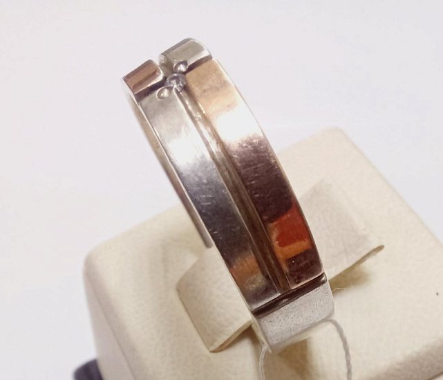 Серебряное кольцо с позолотой и цирконием (33668380) 1