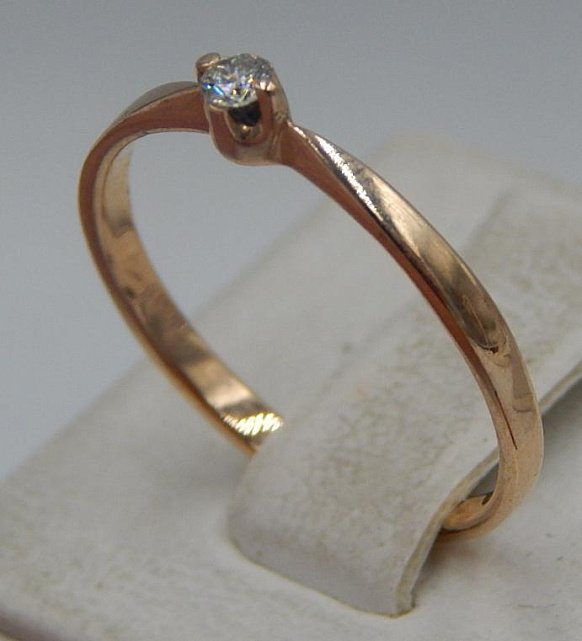 Кольцо из красного золота с бриллиантом (-ми) (30666530) 3