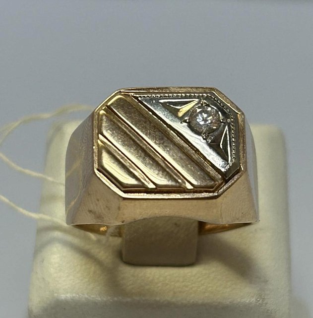Перстень з червоного та білого золота з цирконієм (33804611) 0