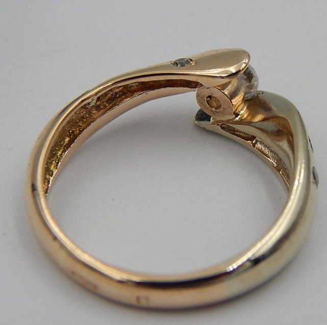 Кольцо из красного и белого золота с цирконием (28166216) 5