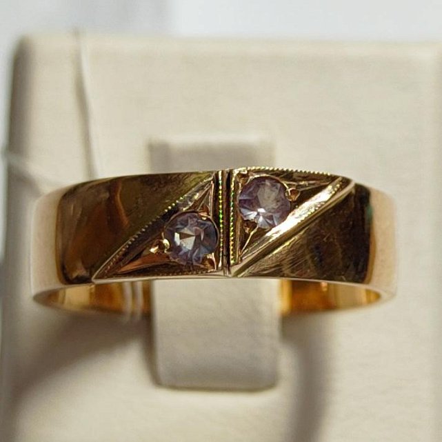 Обручальное кольцо из красного золота с александритом (33698459)  0
