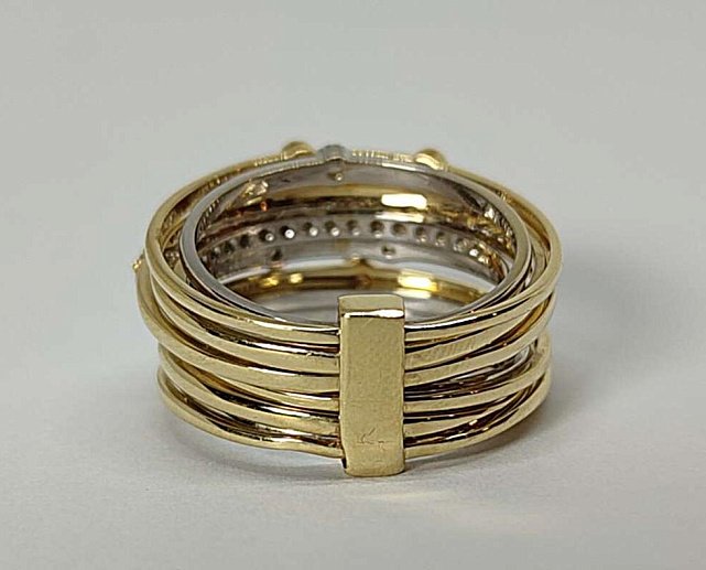 Кольцо из красного и белого золота с цирконием (33689840) 3