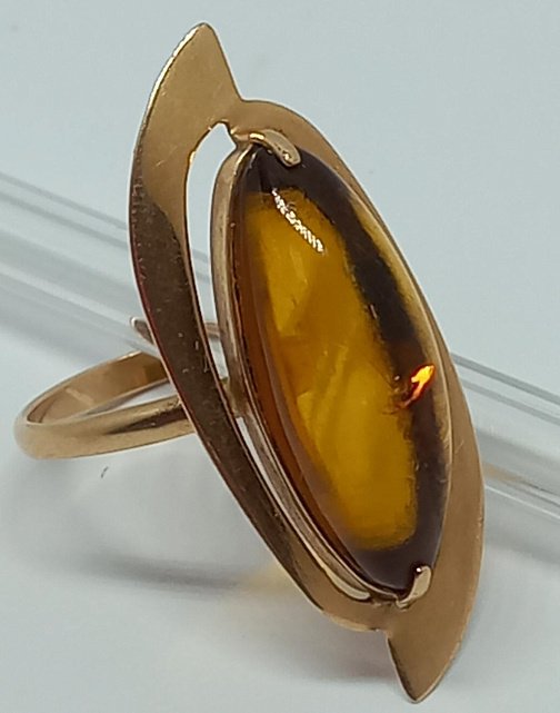 Кольцо из красного золота с янтарем (33955242) 2