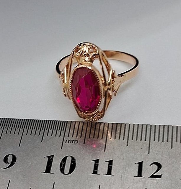 Кольцо из красного золота с корундом (32349488)  5