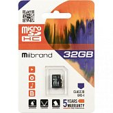 картинка Карта памяти Mibrand microSDHC 32GB Class 10 UHS-1 + SD адаптер (MICDHU1/32GB-A) 