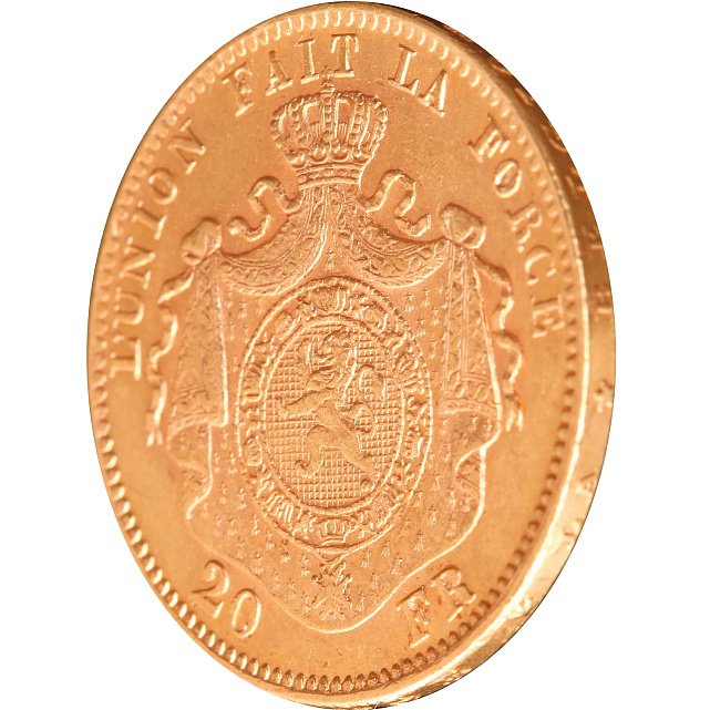 Золота монета 20 франків 1874 Бельгія (33674796) 3
