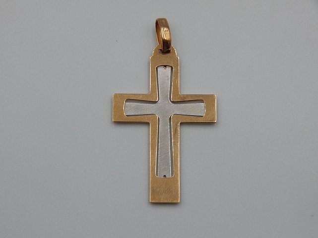 Підвіс-хрест з червоного та білого золота (32167903) 1
