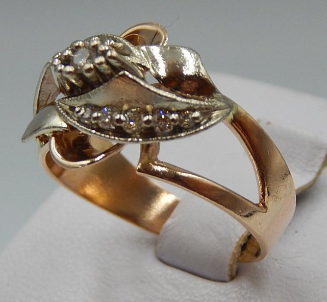 Кольцо из красного и белого золота с бриллиантом (-ми) (32203058) 1