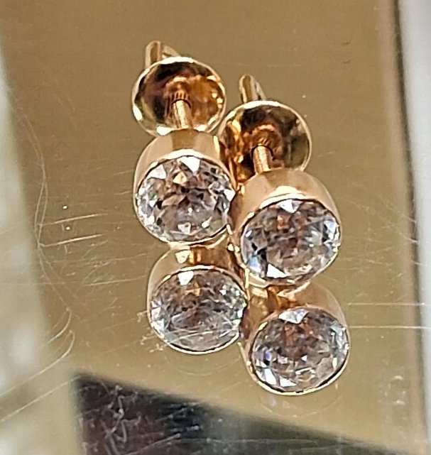 Сережки з червоного золота з цирконієм (32775296) 6