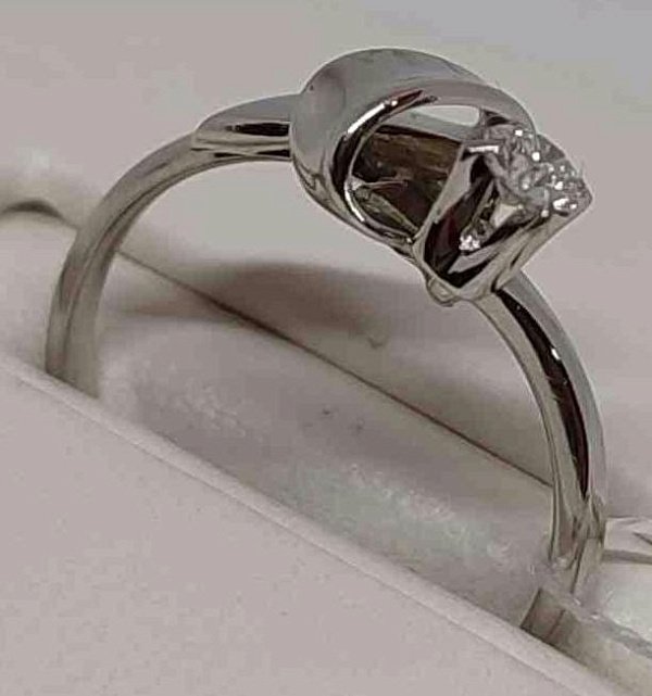 Кольцо из белого золота с бриллиантом (-ми) (28978386) 1