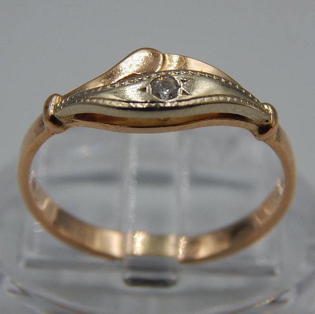 Кольцо из красного и белого золота с цирконием (33612752)  0