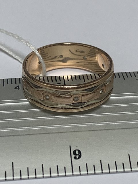 Обручальное кольцо из красного и белого золота с цирконием (31959841) 4