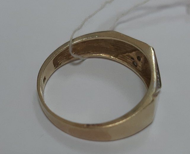 Перстень из желтого и белого золота с цирконием (31491105) 7