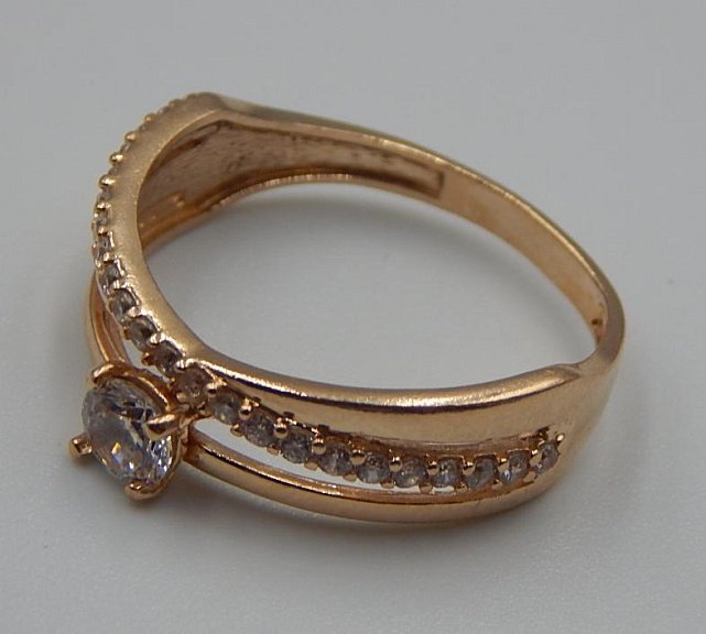 Кольцо из красного золота с цирконием (32273109) 3
