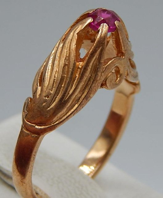 Кольцо из красного золота с корундом (30051567) 3