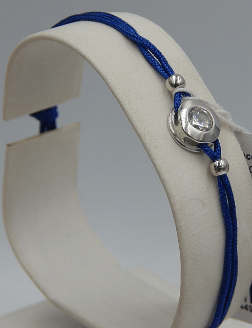Браслет синяя нить с серебряной вставкой и цирконием (30562009) 2