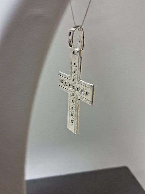 Срібний підвіс-хрест з цирконієм (32075359) 2