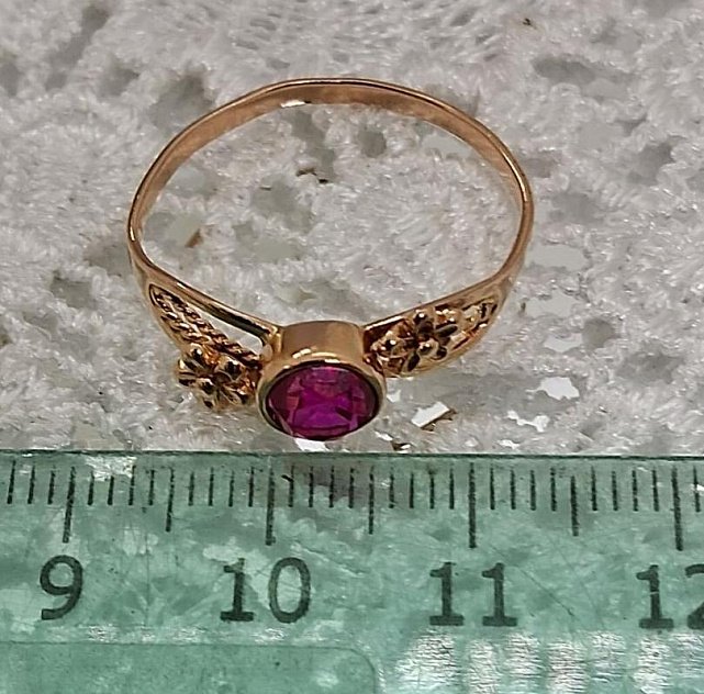 Кольцо из красного золота с корундом (32888670) 6