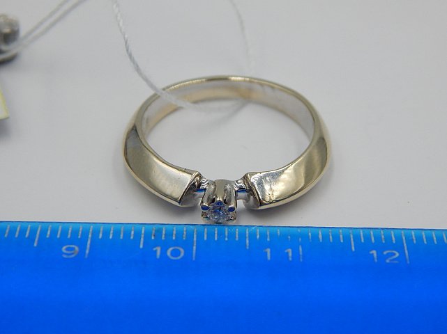 Кольцо из белого золота с бриллиантом (-ми) (27474955) 7