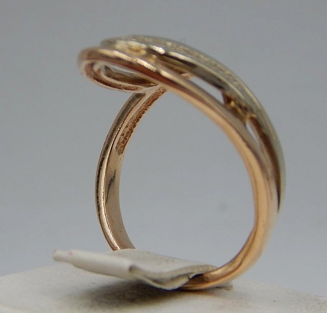 Кольцо из красного и белого золота с цирконием (32440949)  4